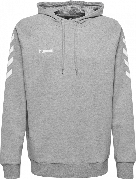 Hummel - Go Cotton Hoodie - Grey Melange & biały